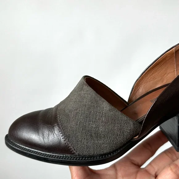 Jeffrey Campbell Chic Brown Loafers Chunky Block Heel ‘Shriver’ D’Orsay Style-8 - Picture 4 of 13